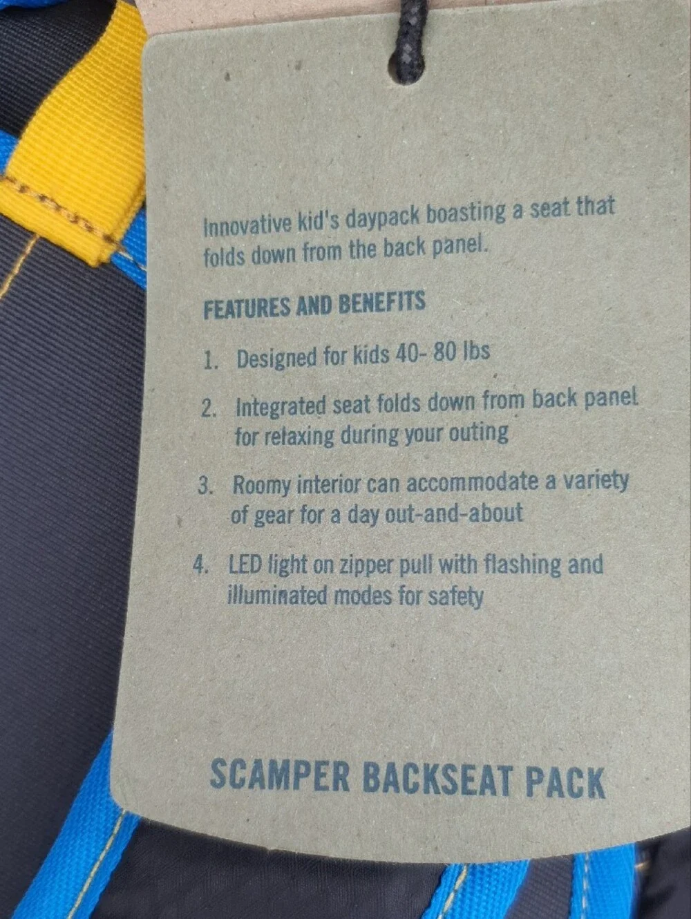 Keen Scamper Backseat Backpack W Safety LED light NWT + Free Gift